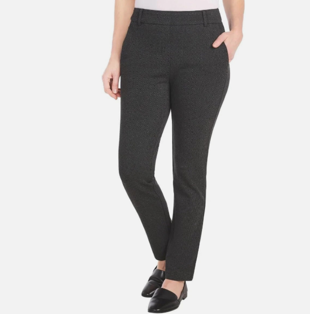 Dalia Twill Ponte Pant Pull-On Dark Gray Charcoal Womens Size Large Pockets